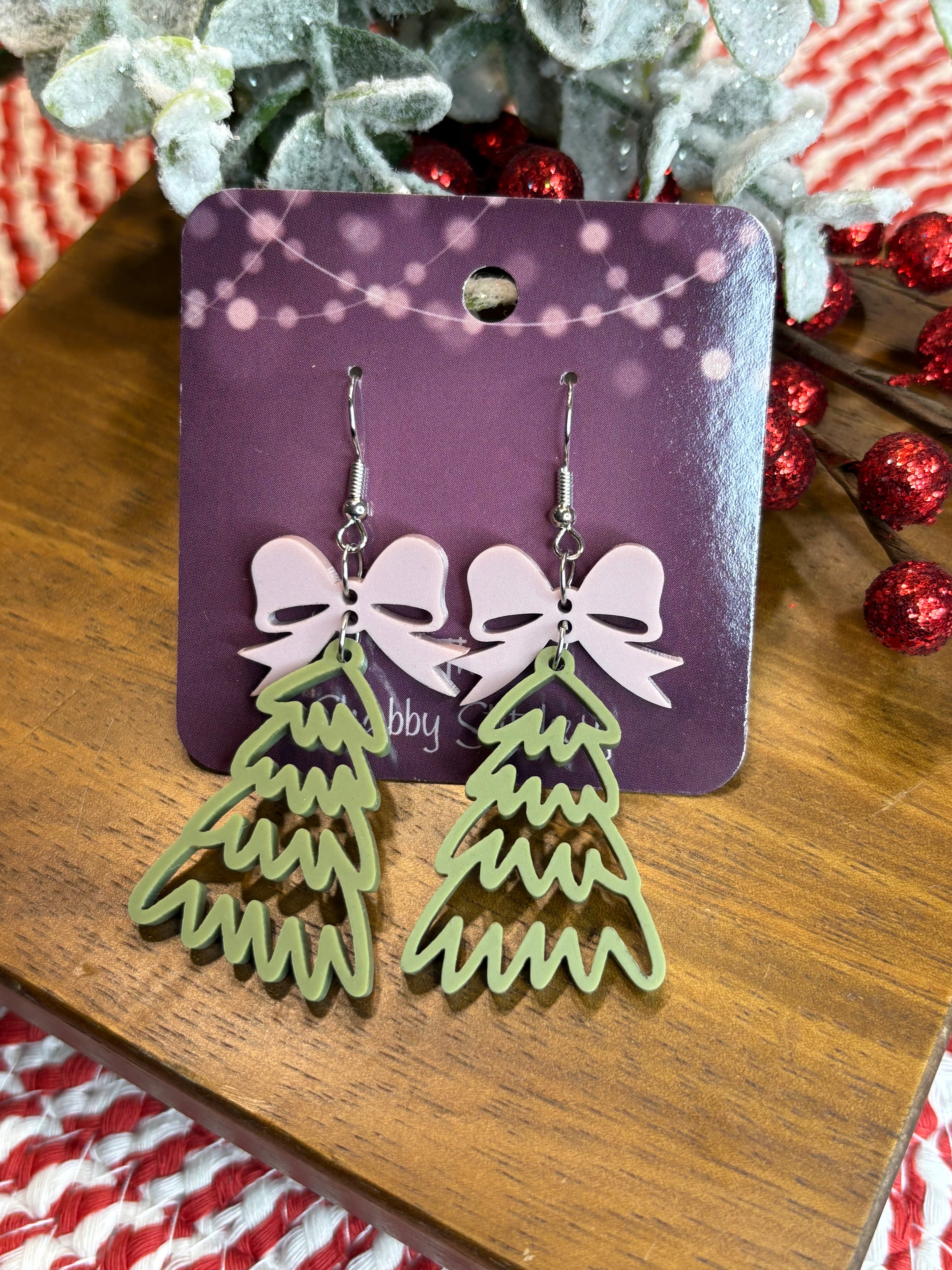 Doodle Tree Christmas Earrings