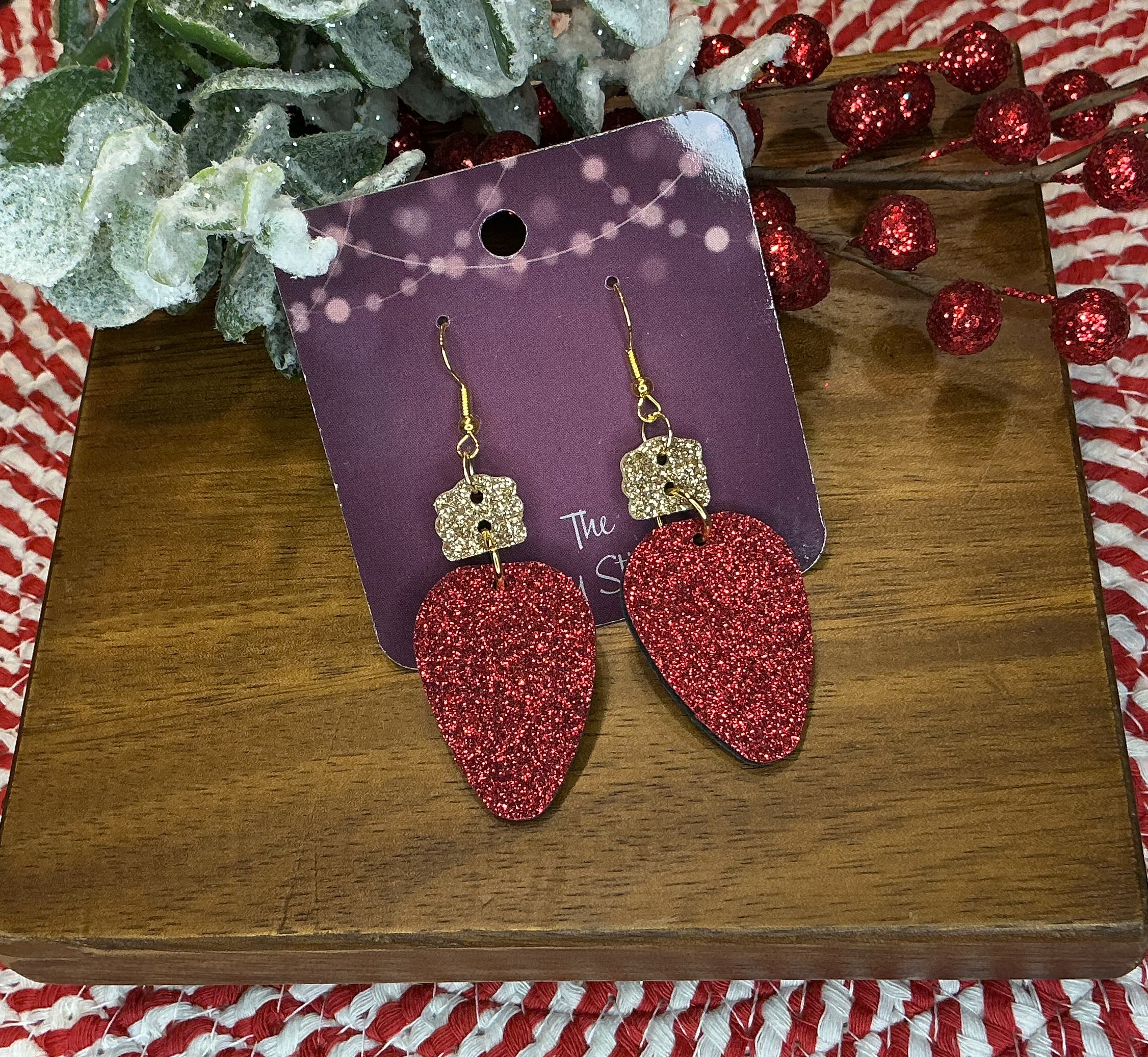 Glitter Christmas Light Earrings