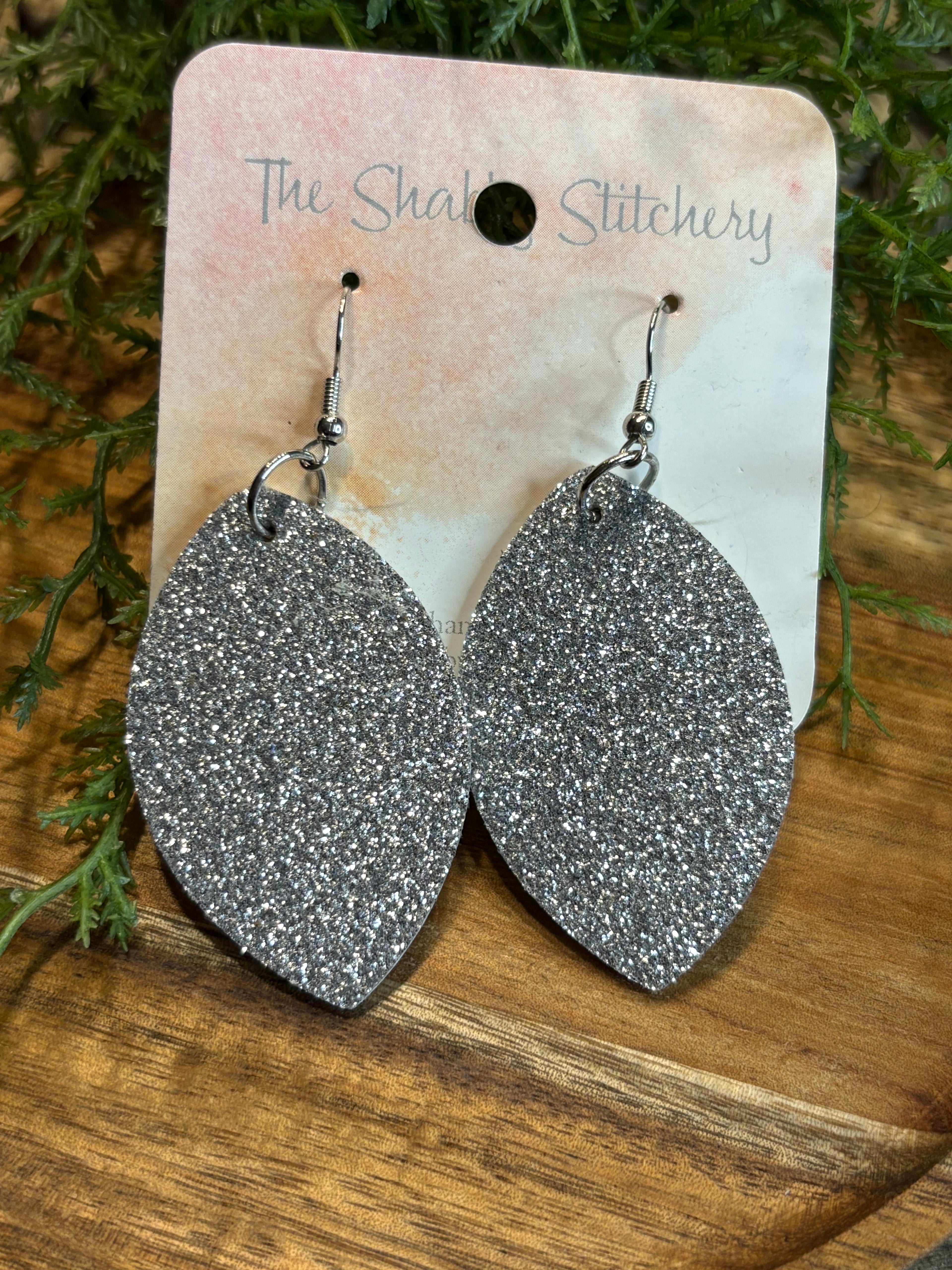 Silver Glitter Earrings