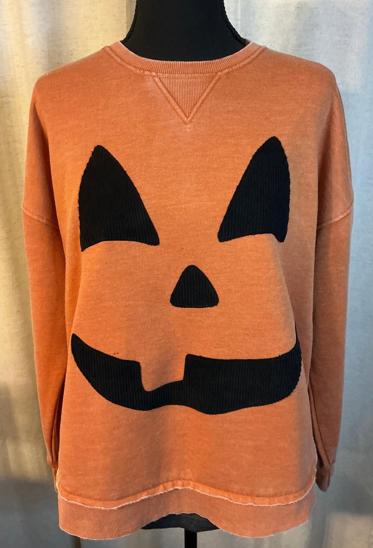 Corduroy Jack O Lantern on Sweatshirt