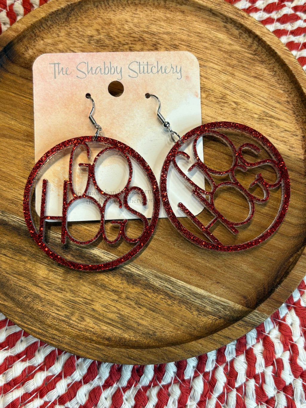 Round Go Hogs Earrings