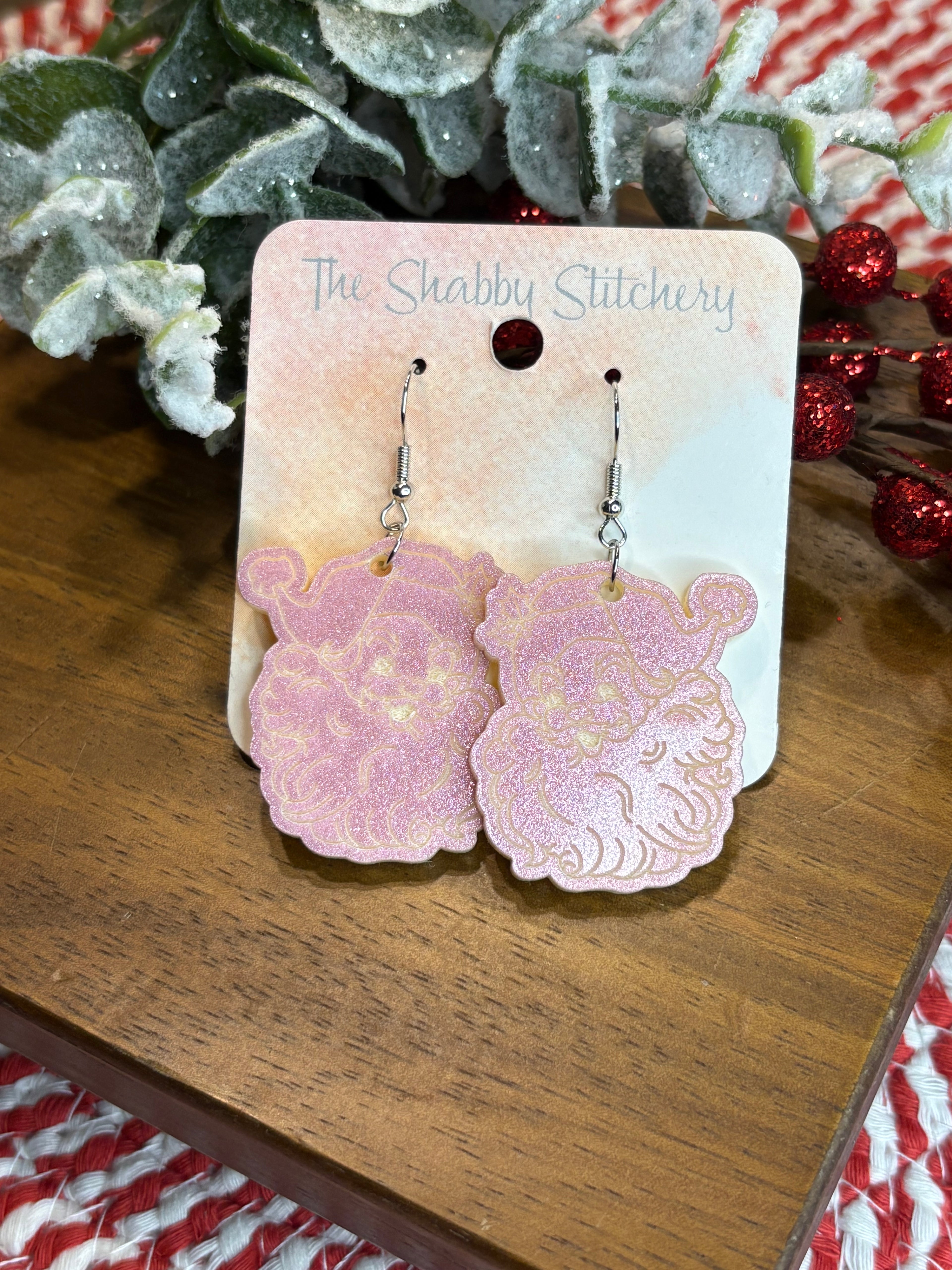 Pink Santa Earrings