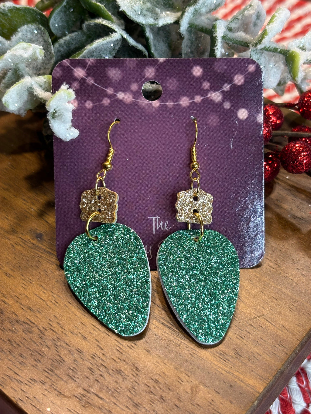 Glitter Christmas Light Earrings