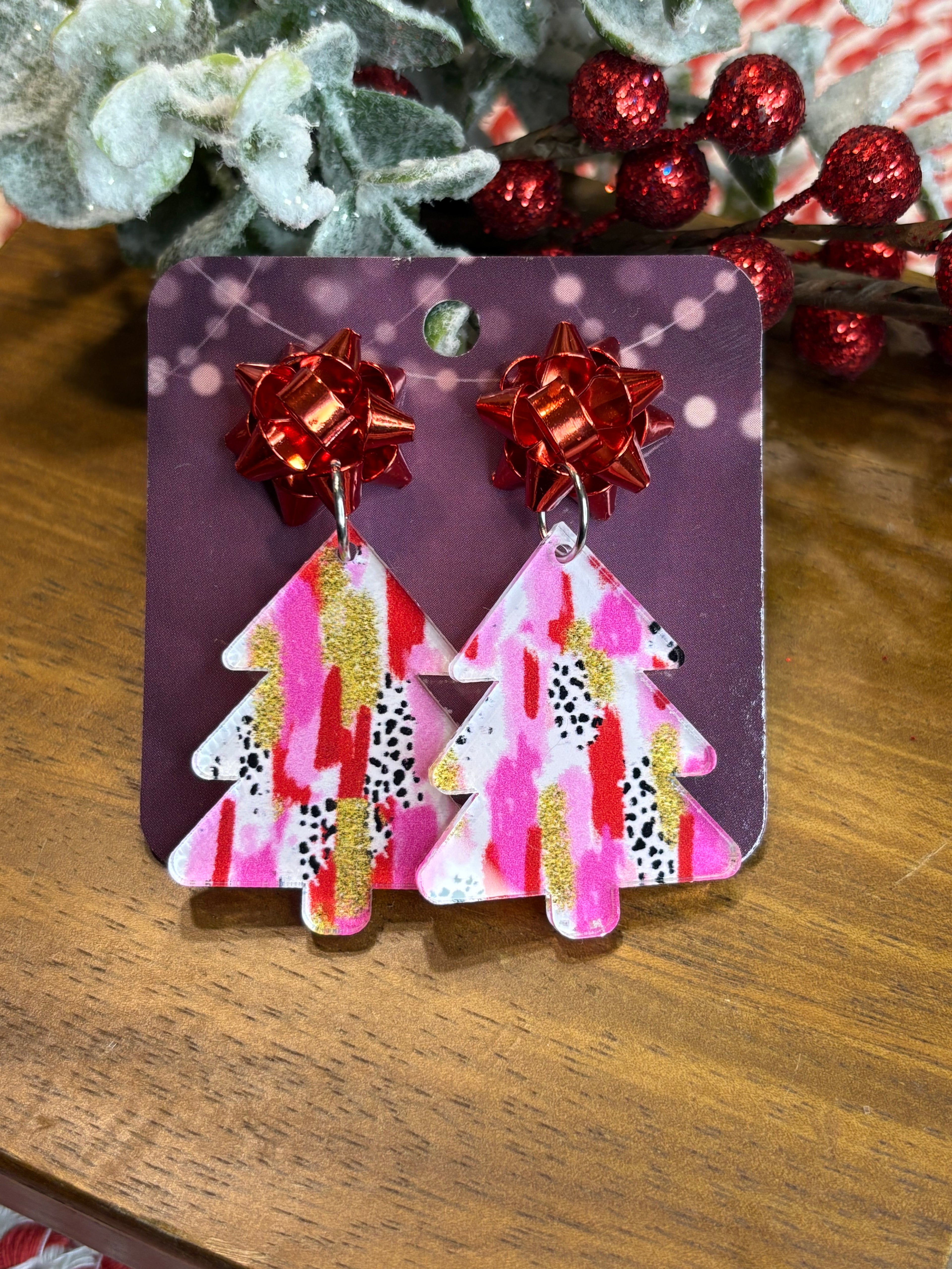 Brush Stoke Christmas Tree Earrings