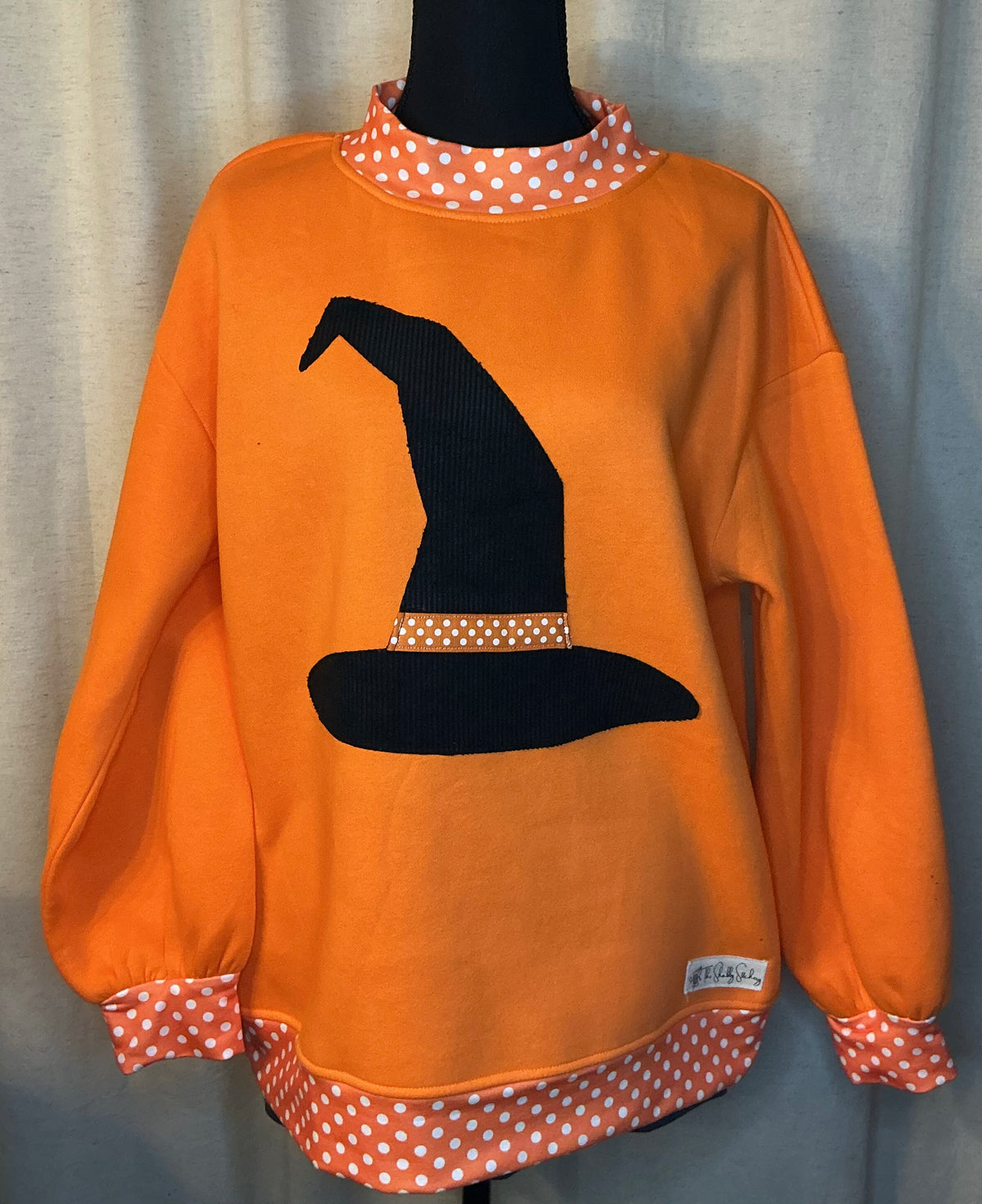 Mock Neck Witch's Hat Halloween Sweatshirt