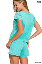 Turquoise Cap Sleeve Top and Short Set
