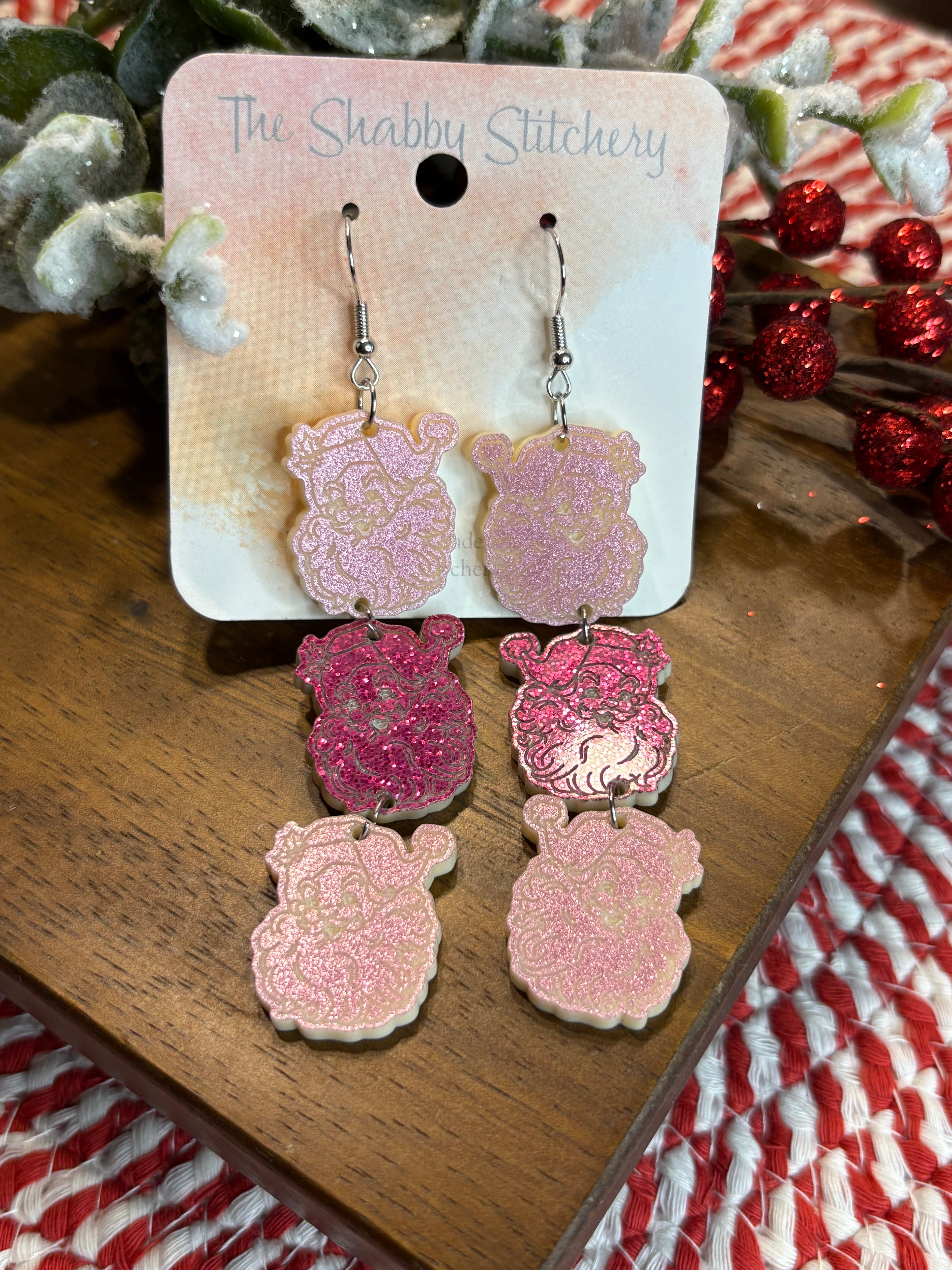 Triple Santa Earrings