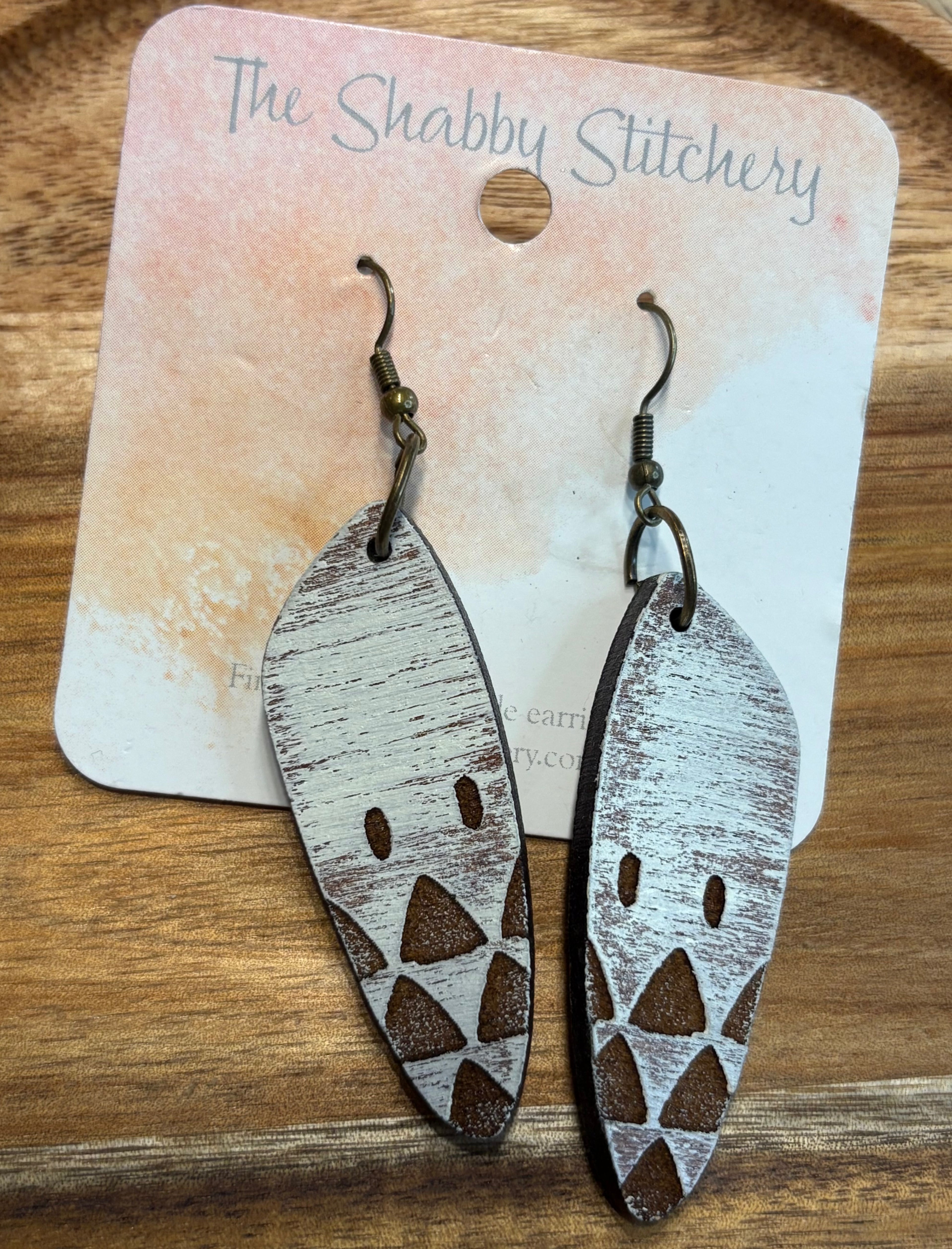 Elongated Teardrop Hand Painted Earrings