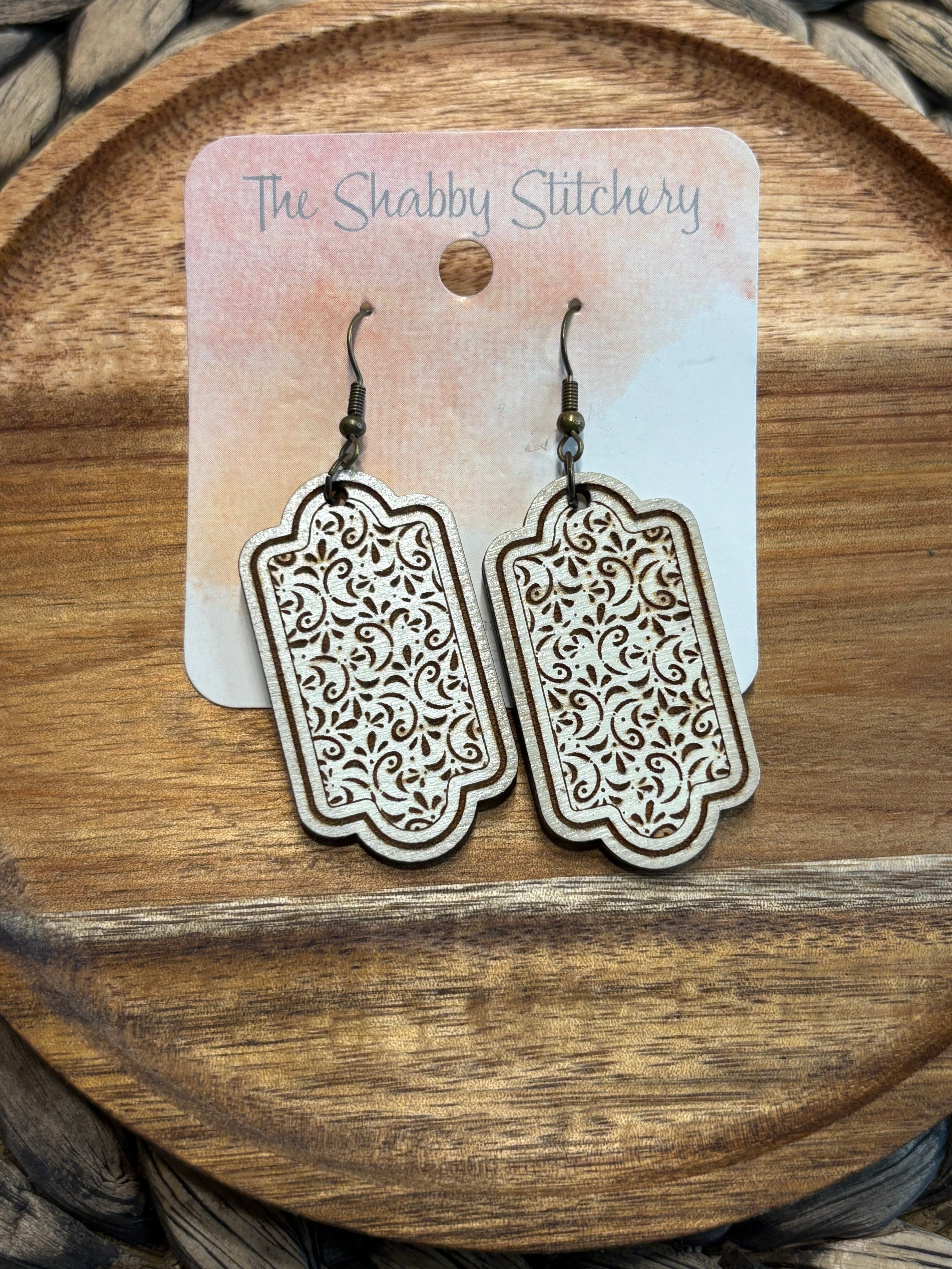 Hand painted Victorian Window Pane Earrings