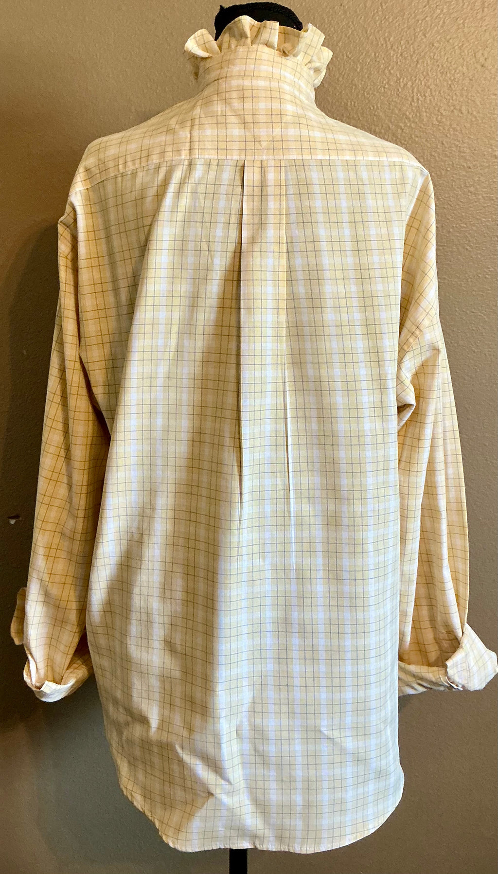 Yellow, Light Blue and White Tartan Plaid Ruffled Collar Upcycle