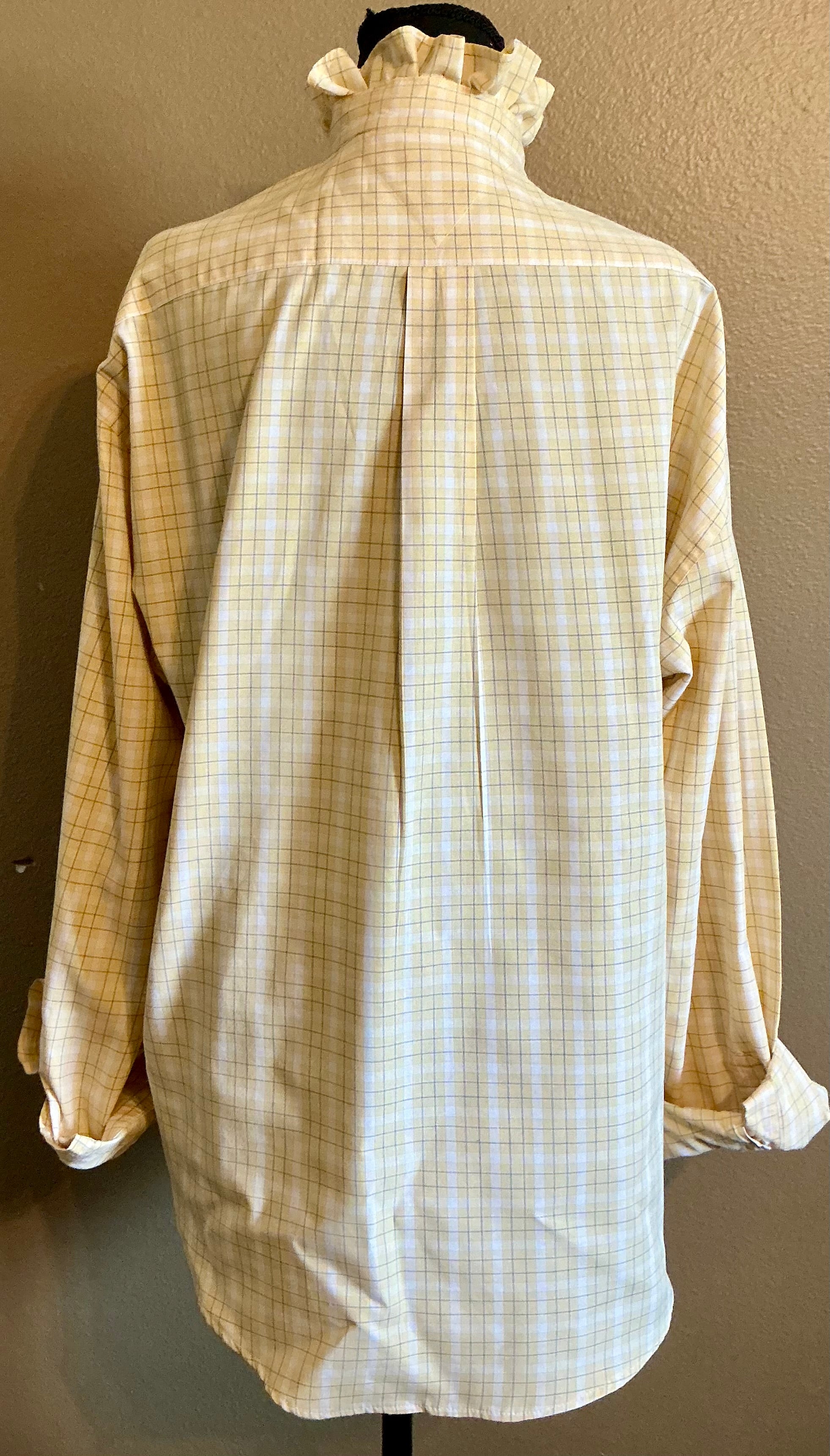 Yellow, Light Blue and White Tartan Plaid Ruffled Collar Upcycle