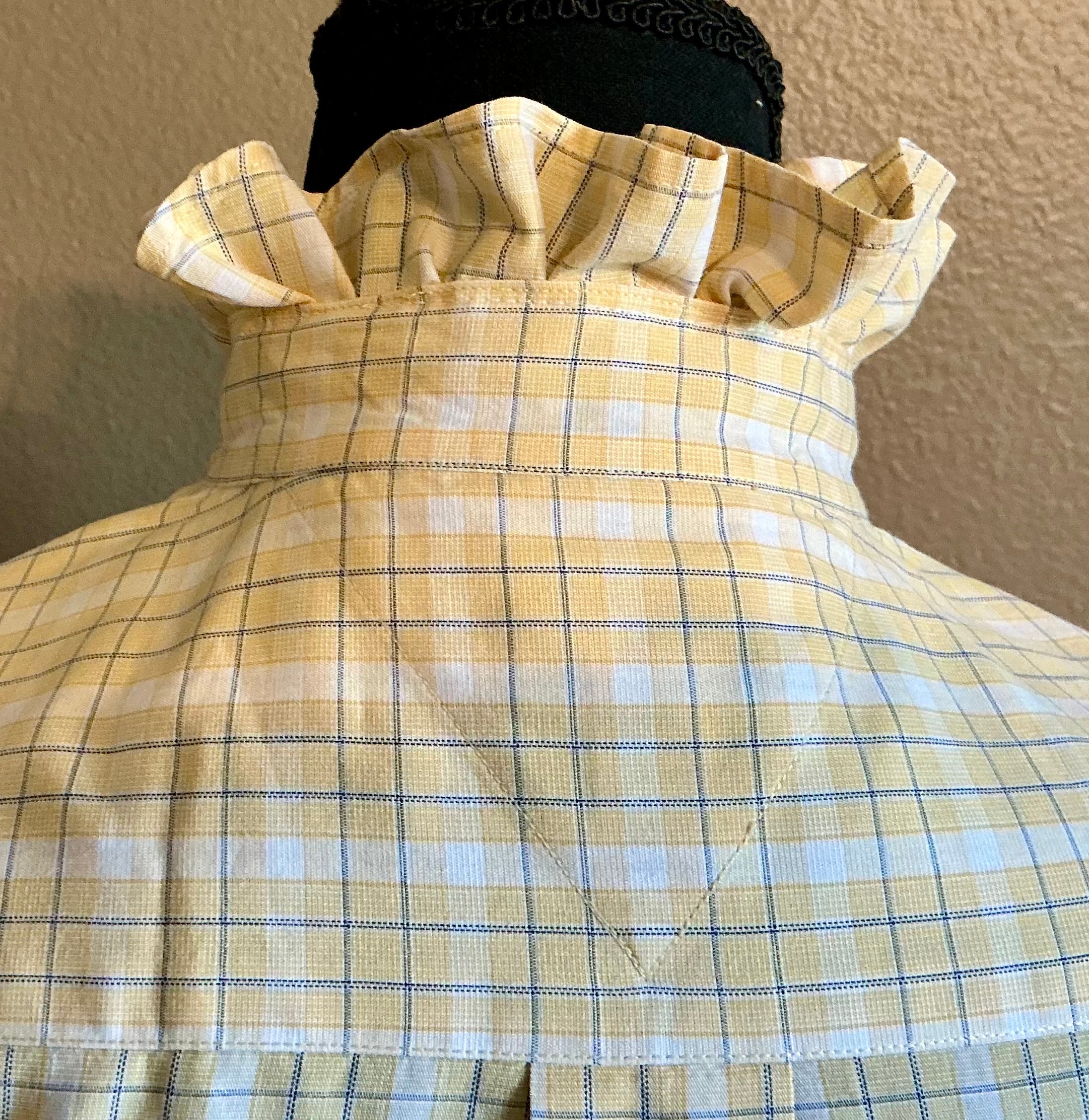 Yellow, Light Blue and White Tartan Plaid Ruffled Collar Upcycle