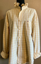 Yellow, Light Blue and White Tartan Plaid Ruffled Collar Upcycle