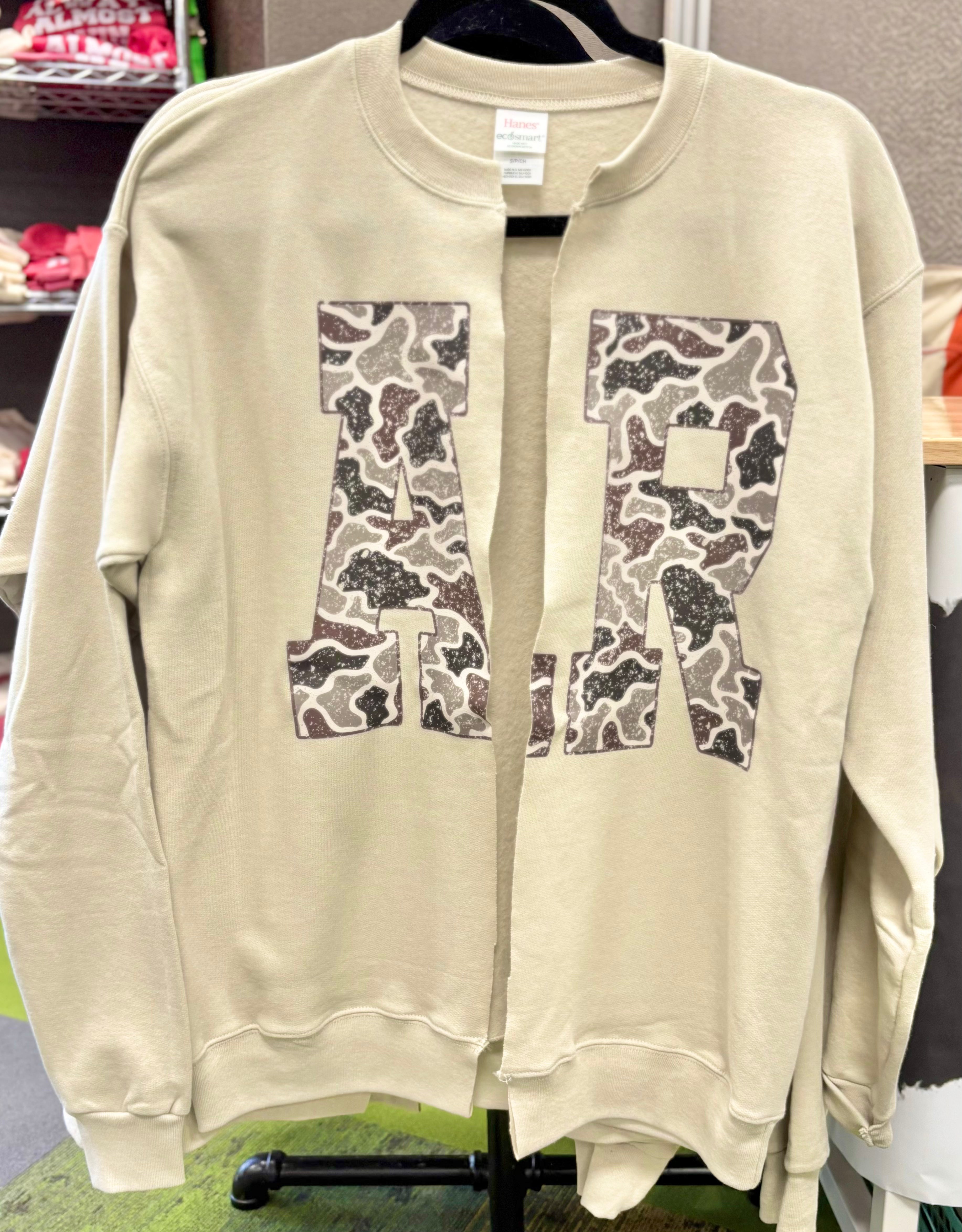 Camo AR Split Crewneck Cardigan