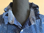 Navy and White Floral Ruffled Collar Upcycle