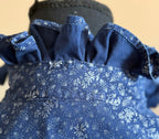 Navy and White Floral Ruffled Collar Upcycle
