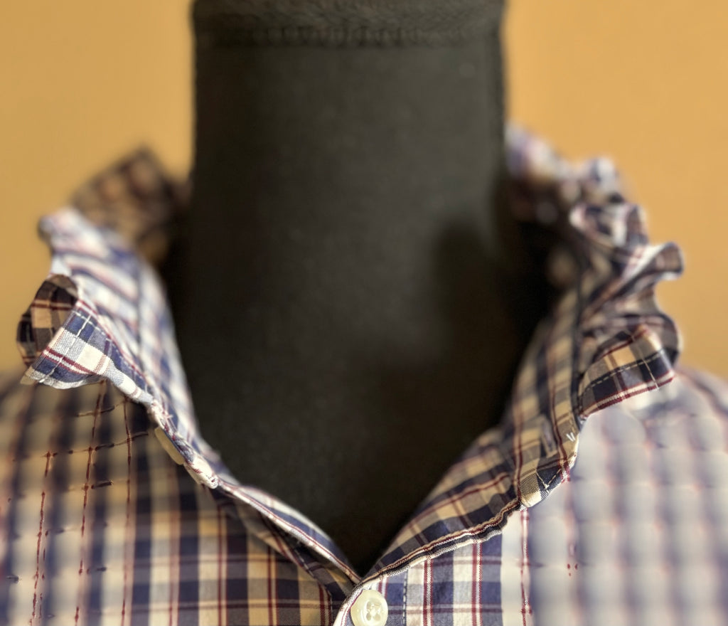 Red, White and Blue Ruffled Collar Upcycled Shirt