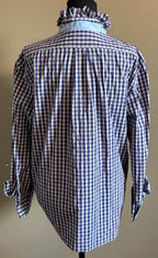 Red, White and Blue Ruffled Collar Upcycled Shirt